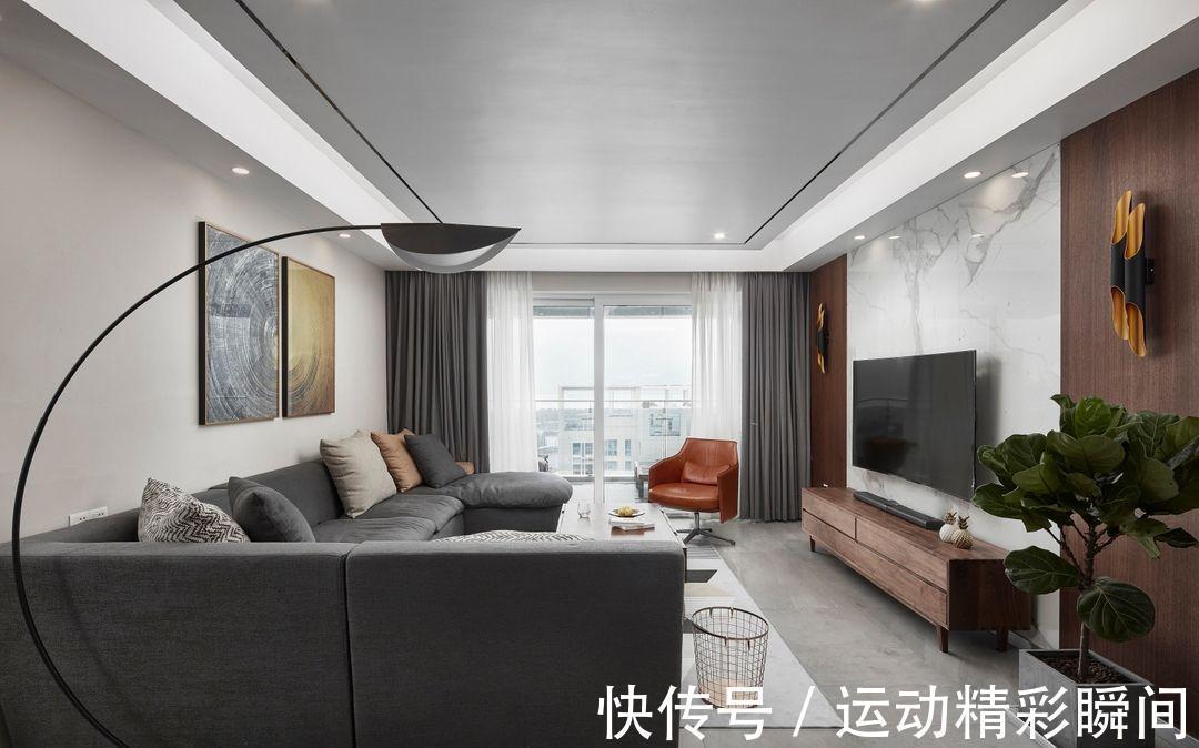 暖水澡|时尚现代三居室,用深灰色打造高级空间,完美体现业主的需求