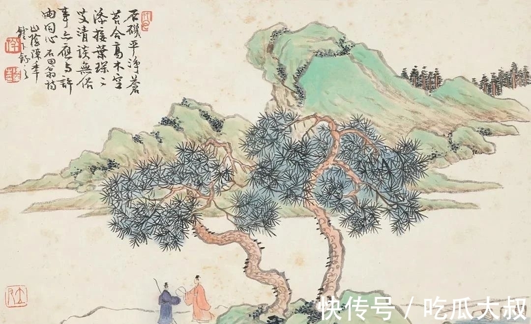 任预@「津门网」清代任预在A4纸张大小的册页上,画的山水别具诗情韵味