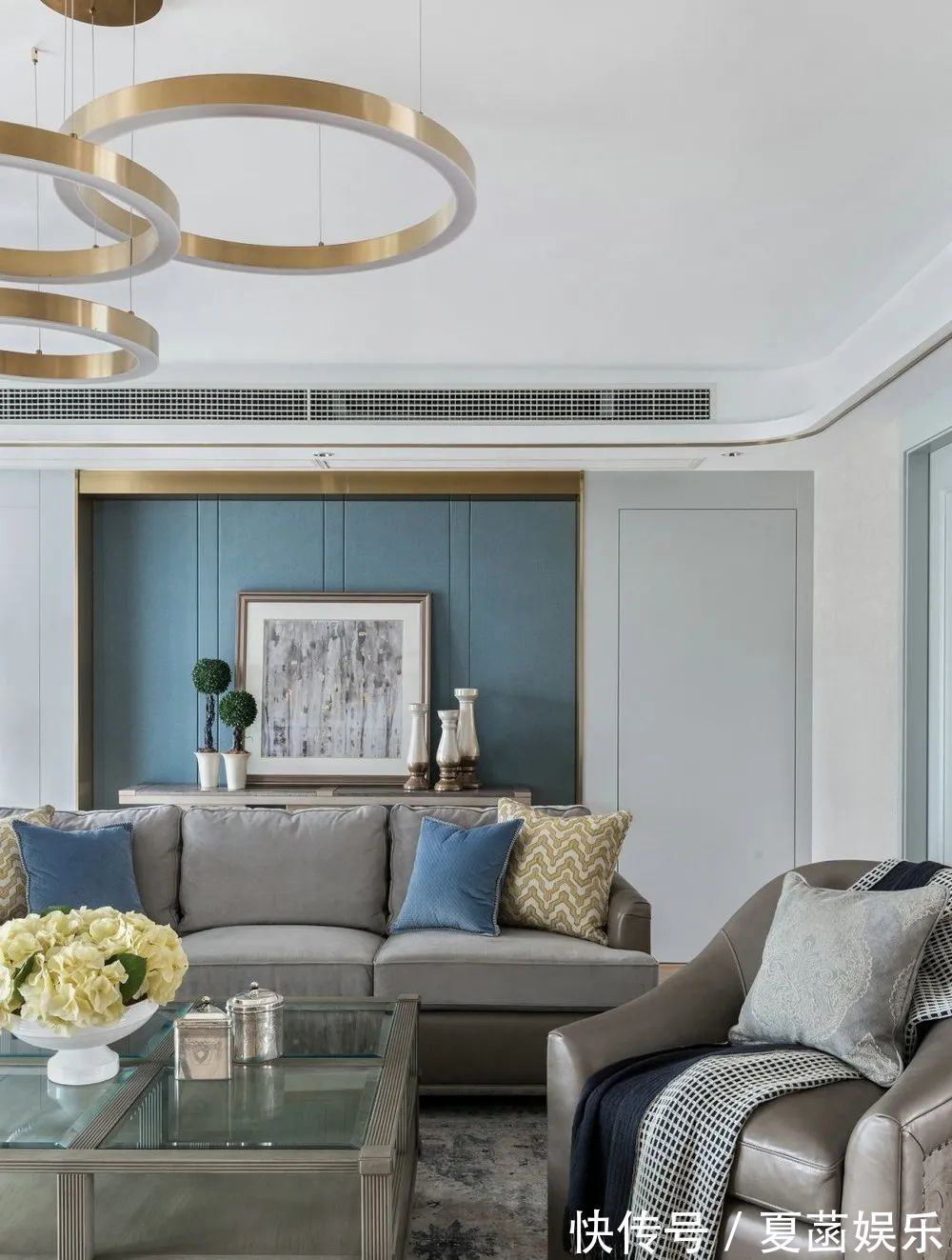 餐边柜+|178㎡现代美式,当美式遇上高级灰,营造简约华丽的美