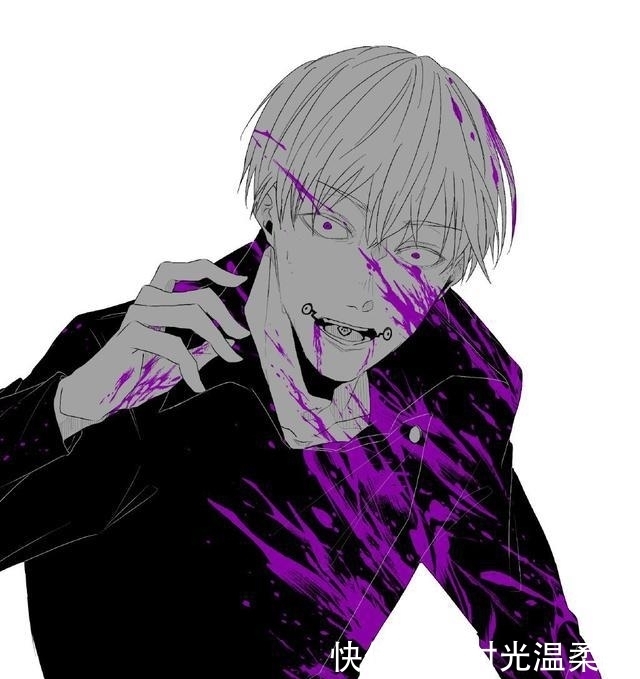 用一个颜色代表《咒术回战》角色,五条悟是蓝色,七海海是绿色