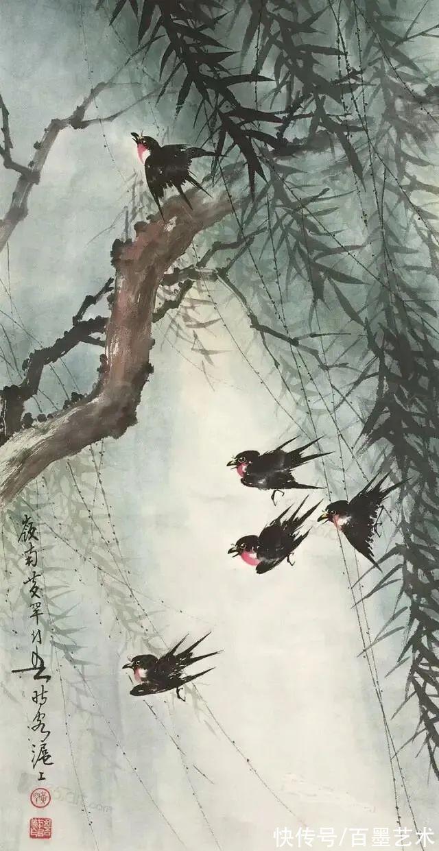 郑午昌@春风拂柳，春意浓！大师笔下的春柳太美了