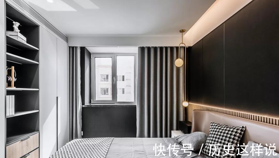 黑白灰|77平两居室户型,现代简约风,时尚又实用(附平面图)