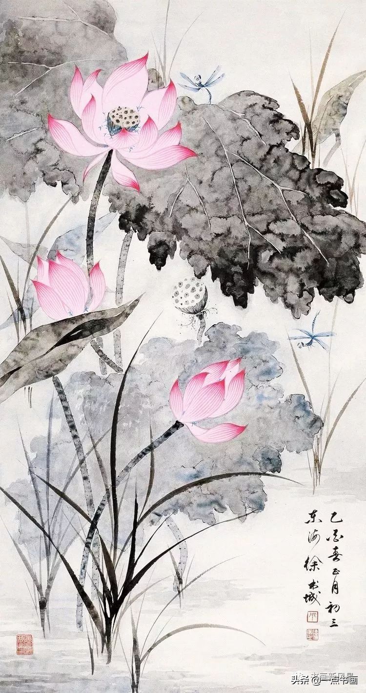 荷花|徐书城画荷花，工写结合，别具一格