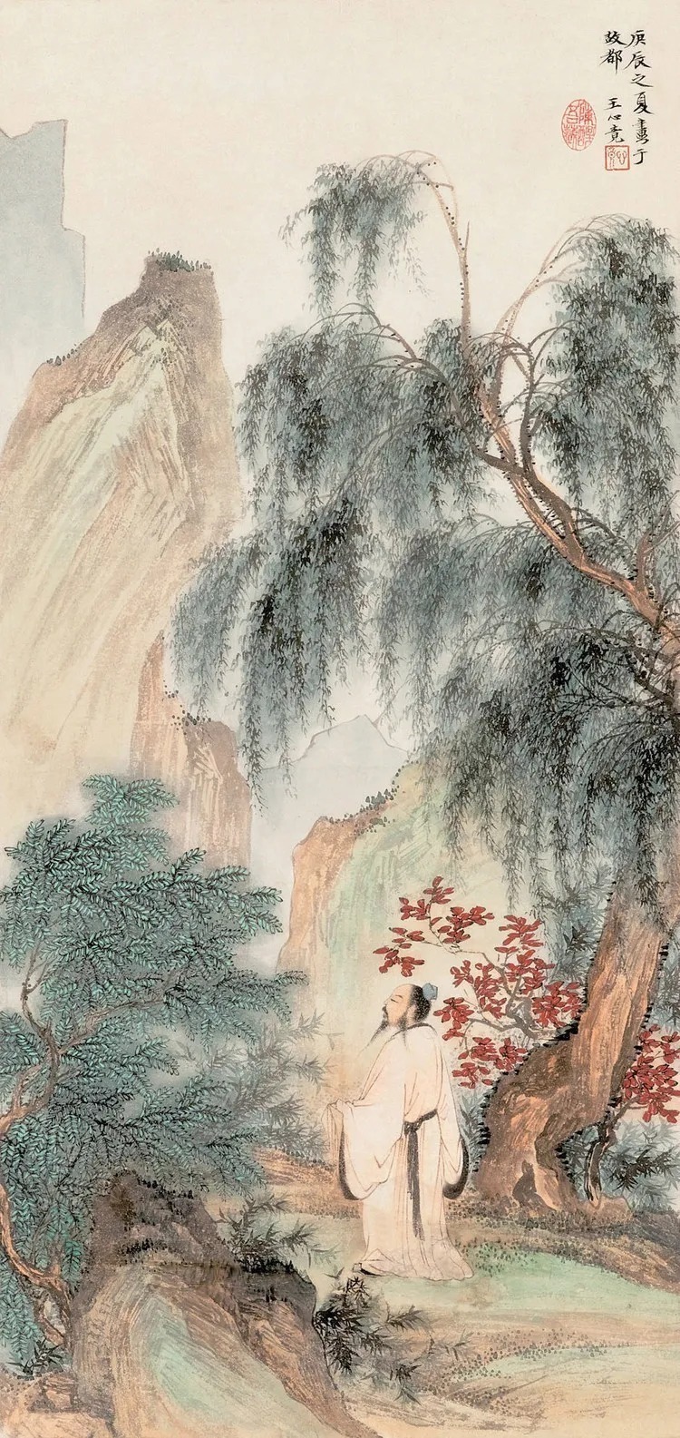 湖社画会&这山水画风清秀劲峭,气势开张,细腻典雅,笔法精致!