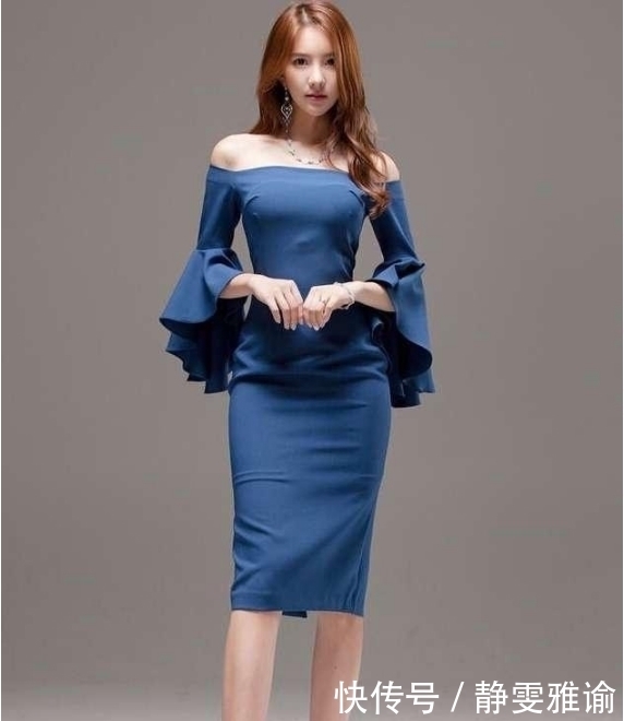 金孝轩这款连衣裙,一字领设计风格时尚感十足,网友:好有范儿啊