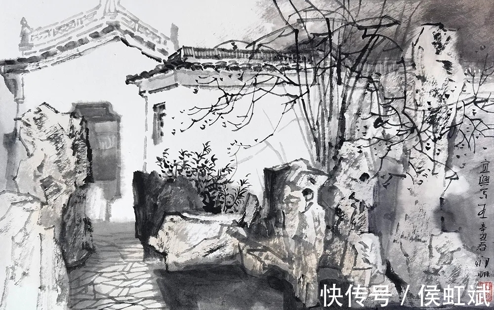 水墨山水画#辛丑写生|邹明水墨山水画