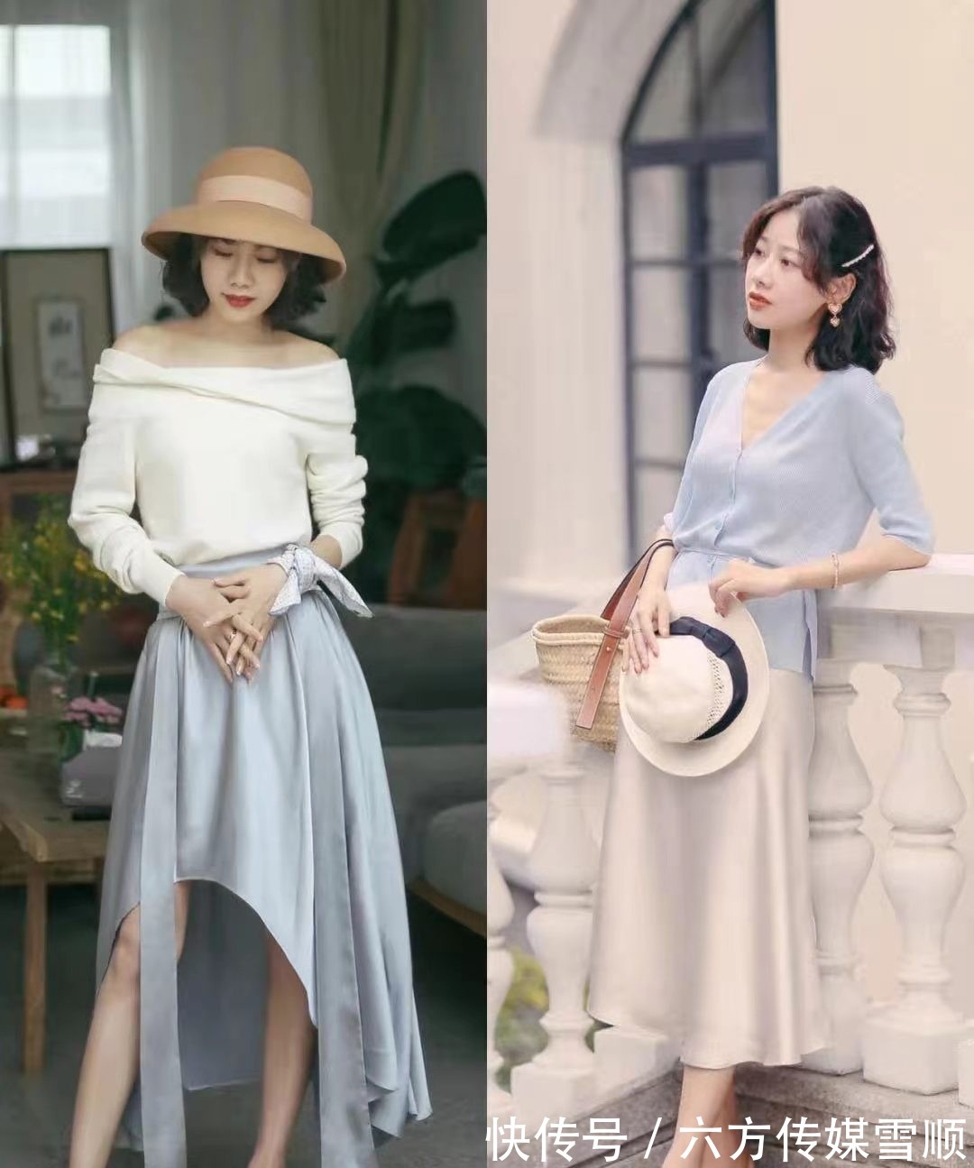 包臀裙|30、40岁女人可照搬的优雅穿搭,治愈感蓝色系,优雅又高级