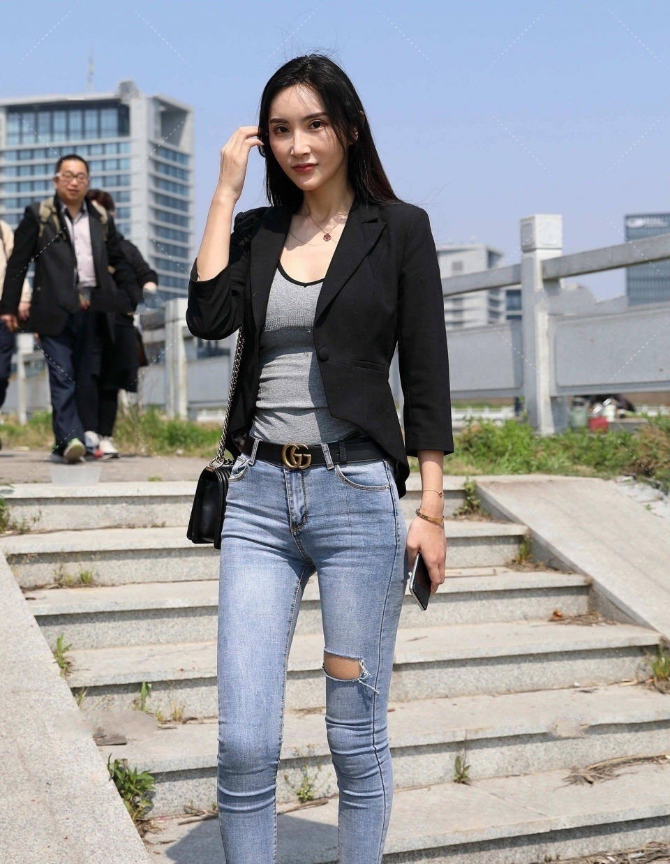 腰部 御姐范小姐姐,西装外套+牛仔裤,看起来非常优雅且有气质!
