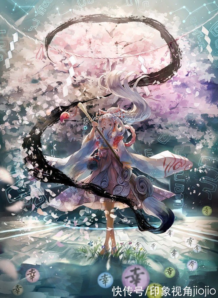 插画师@色彩绚丽的少女插画，用色大胆使画面极具感染力