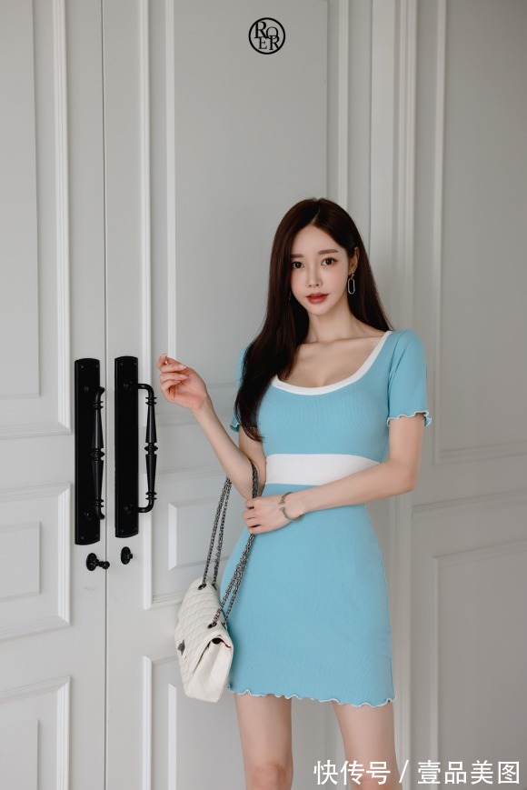 时尚|女神孙允珠高清时尚搭配:玄色碧蓝宝石粼波温婉包臀裙