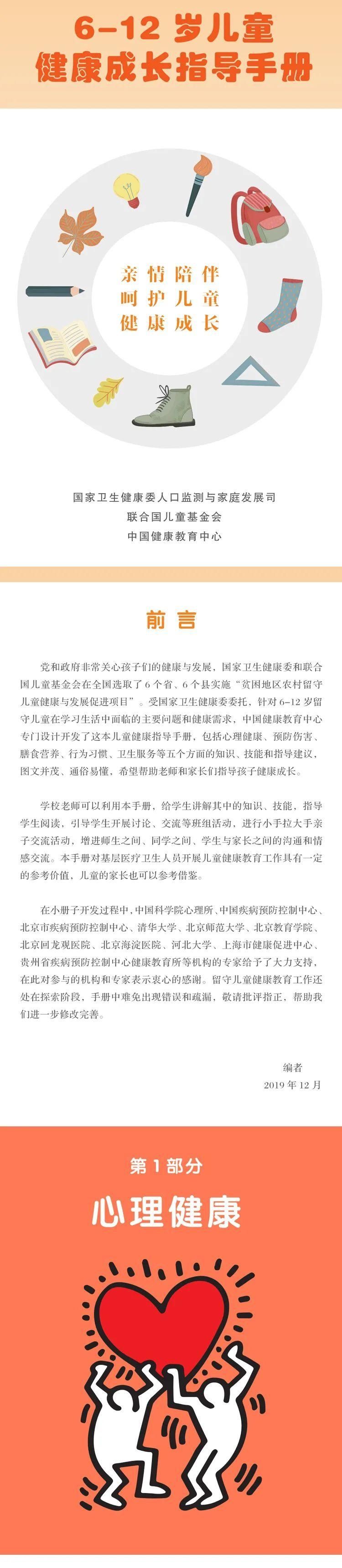 儿童|健康科普｜6-12岁儿童健康成长指导手册【第一部分 心理健康】