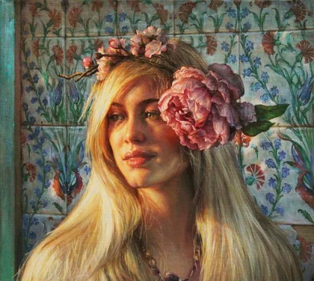 油画$加拿大女艺术家现实主义人体油画,细腻逼真,引人遐思