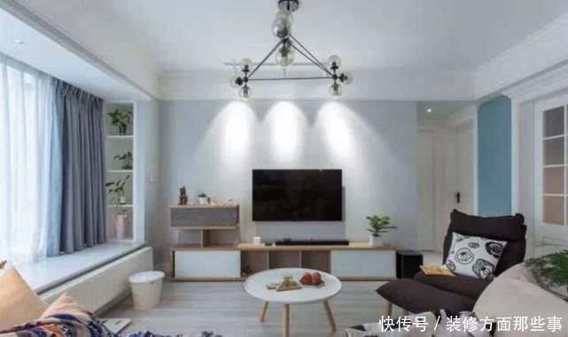 背景墙|125平北欧风三居室,餐桌在沙发后面可以一边吃饭一边看电视