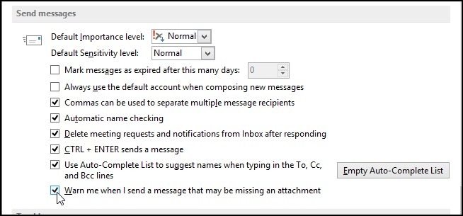 (outlook禁止访问附件)如何在Outlook 2013中启用或禁用遗忘的附件提醒