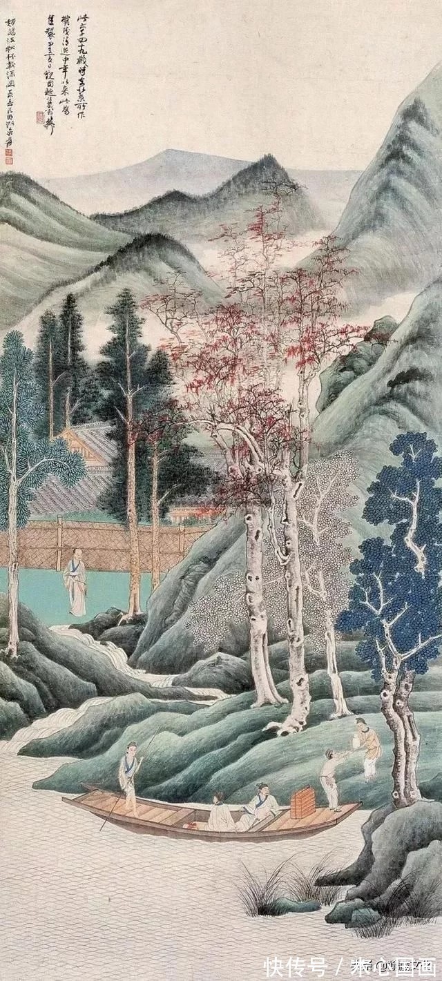 自成家法@张大千先生青绿山水欣赏:金碧辉映 自成家法