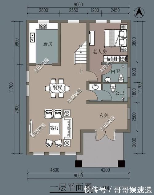 建筑面积|宽9米深10米怎么盖房？一楼2房一厅一卫怎么设计？