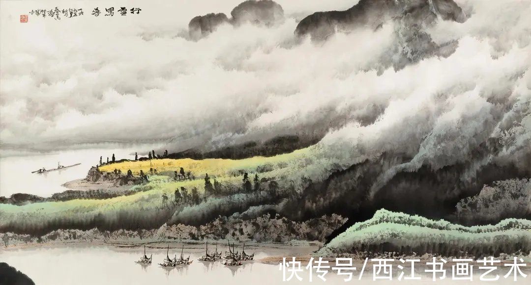 山水画&春晚绿野秀 岩高白云屯：这位岭南派画家笔下的云山雾海，厉害了