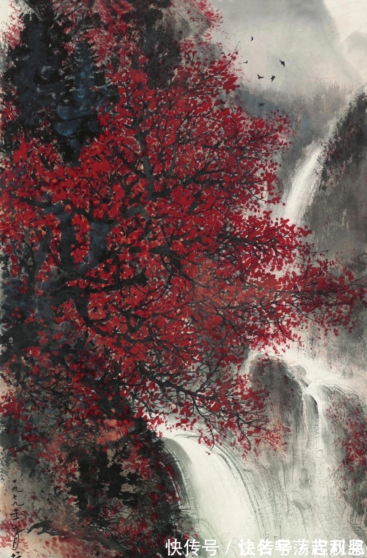 秋景&霜叶红于二月花|黎雄才秋景山水画,美不胜收,美轮美奂!