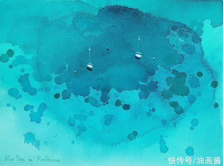 尤莉娅$她的画只有一滩稀薄的蓝色,简单到了极致,同时也美到了极致