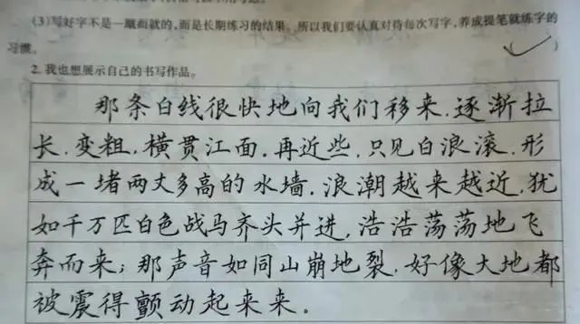 字迹&老师的作文评语个性鲜明,字迹中规中矩,严谨规范,网友盛赞