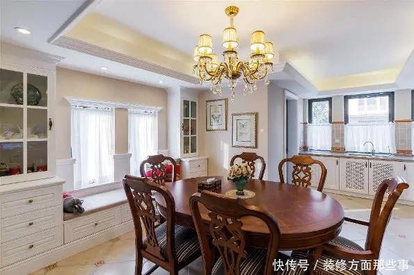 端景|200平美式别墅无主灯,但是凹吊顶上的射灯如星罗棋布的夜空