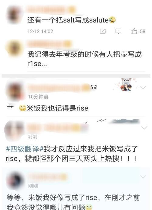 四级考试翻译题考生把米饭写成rise，网友：壶人喜提干饭男团