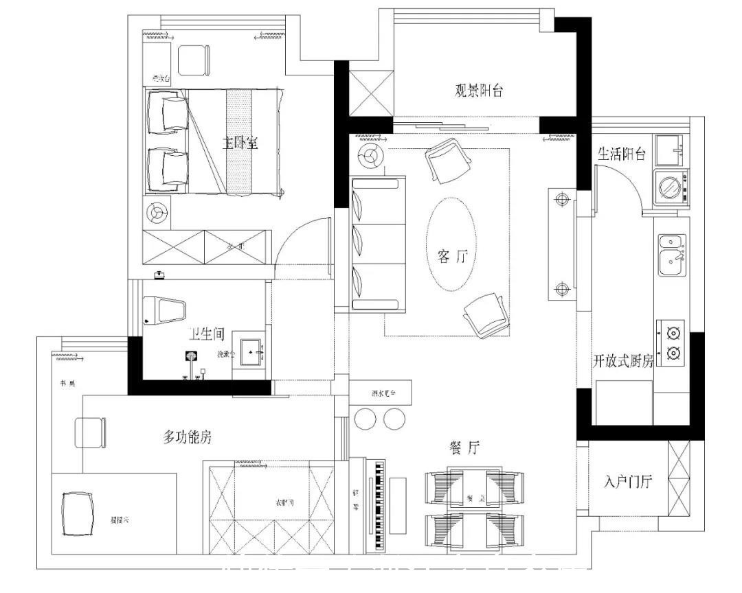 阳台|85平混搭风极简风设计,极致利用每一寸空间