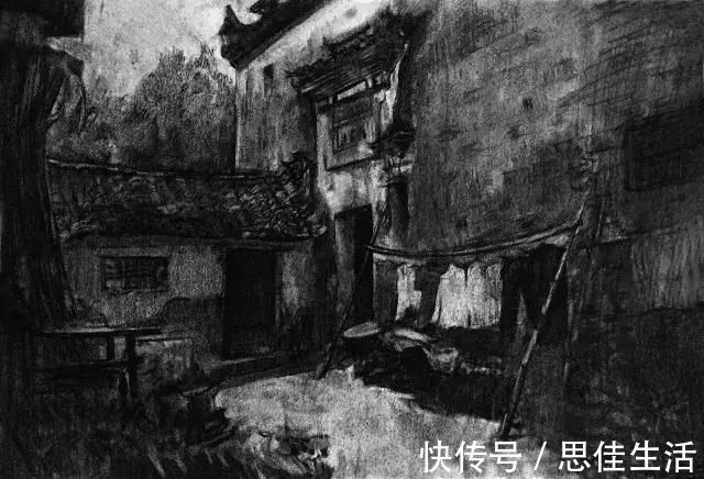 素描#风景素描这样画,既容易上手又有画面效果