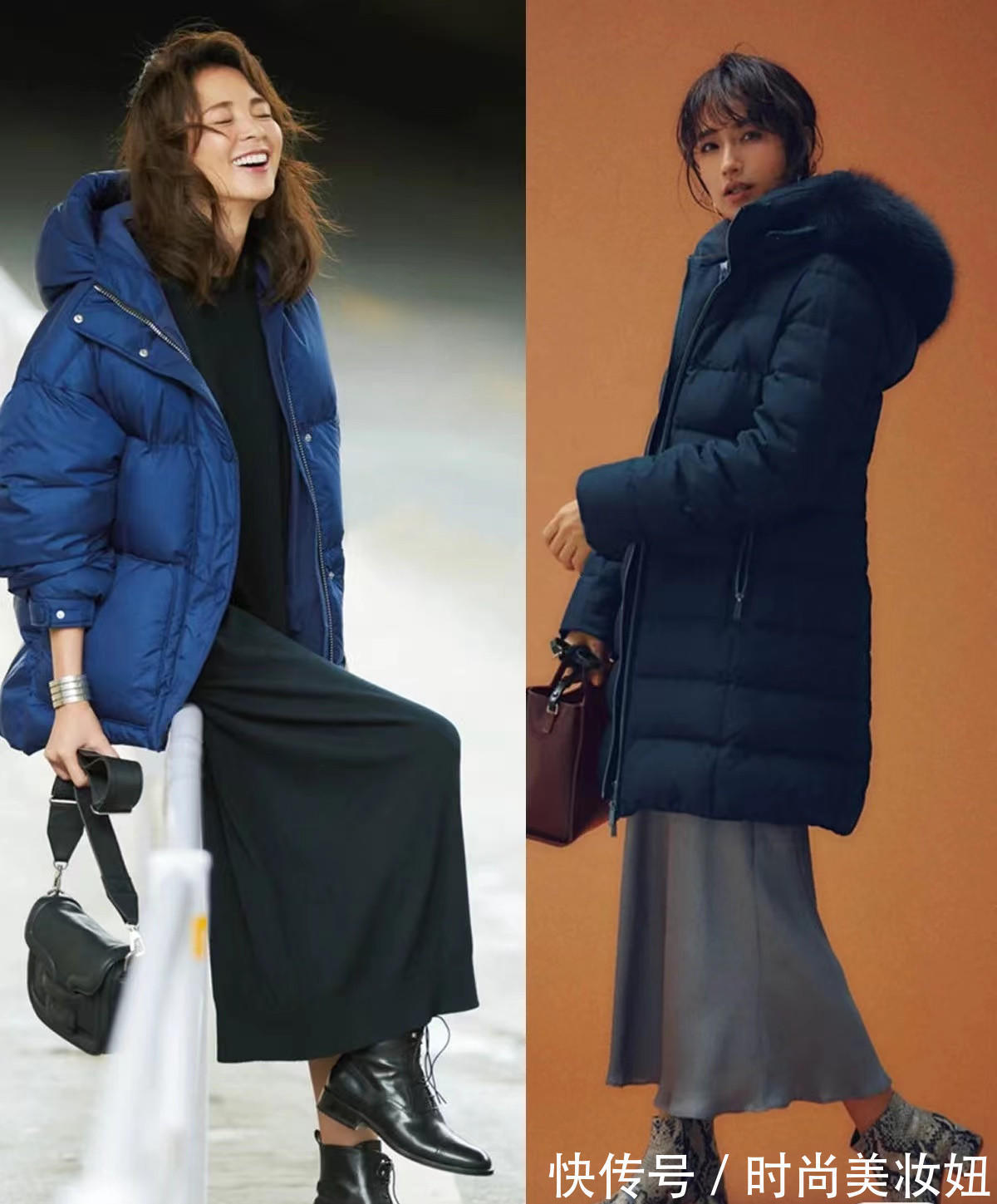 半身裙|难怪时髦精都爱“羽绒服+半身裙”,保暖洋气就算,还显高显腿长