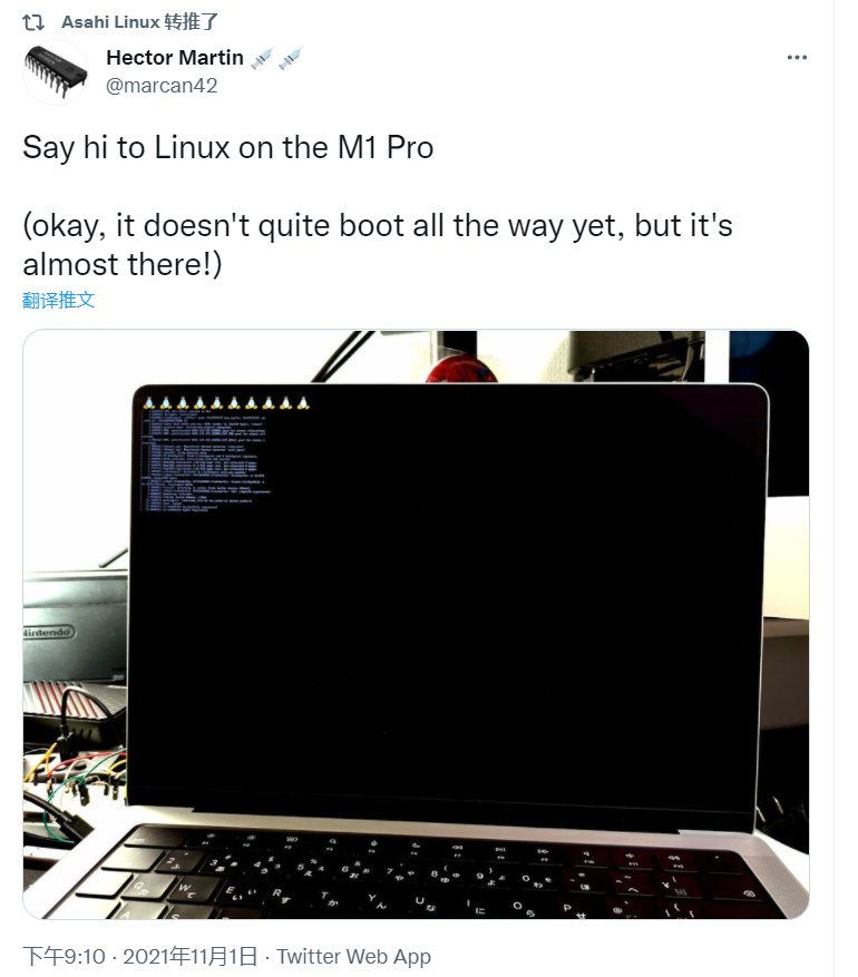 book|开发人员在 M1 Pro 版苹果 MacBook Pro 上成功启动 Linux