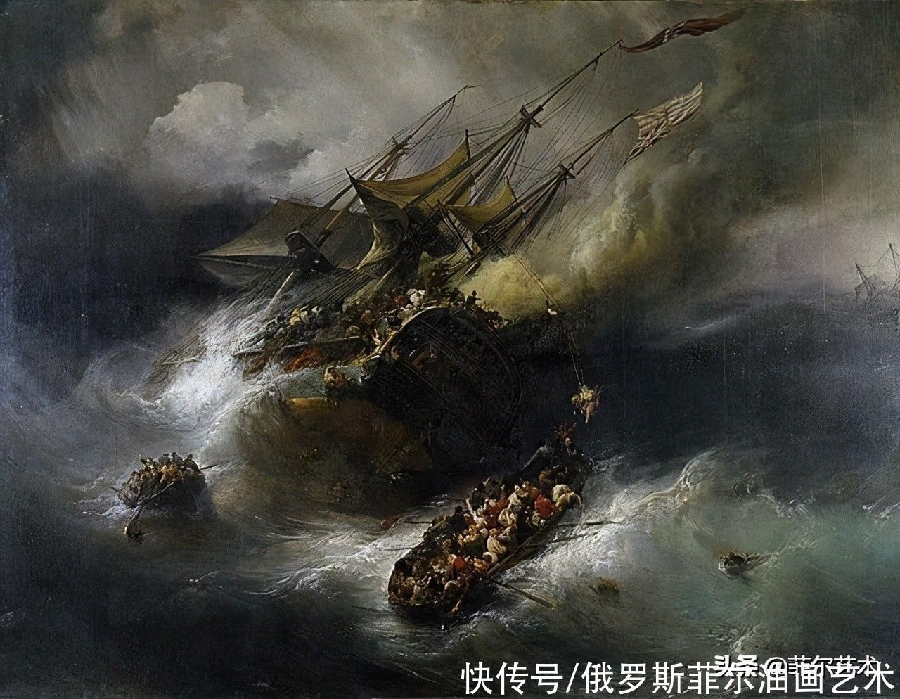 浪漫主义！法国画家让·安托万·西奥多·德古丁海战、海景油画艺术作品欣赏