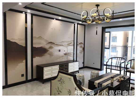 窗帘|新中式新房准备入住，25万这效果值了，进门就被电视背景墙迷住了
