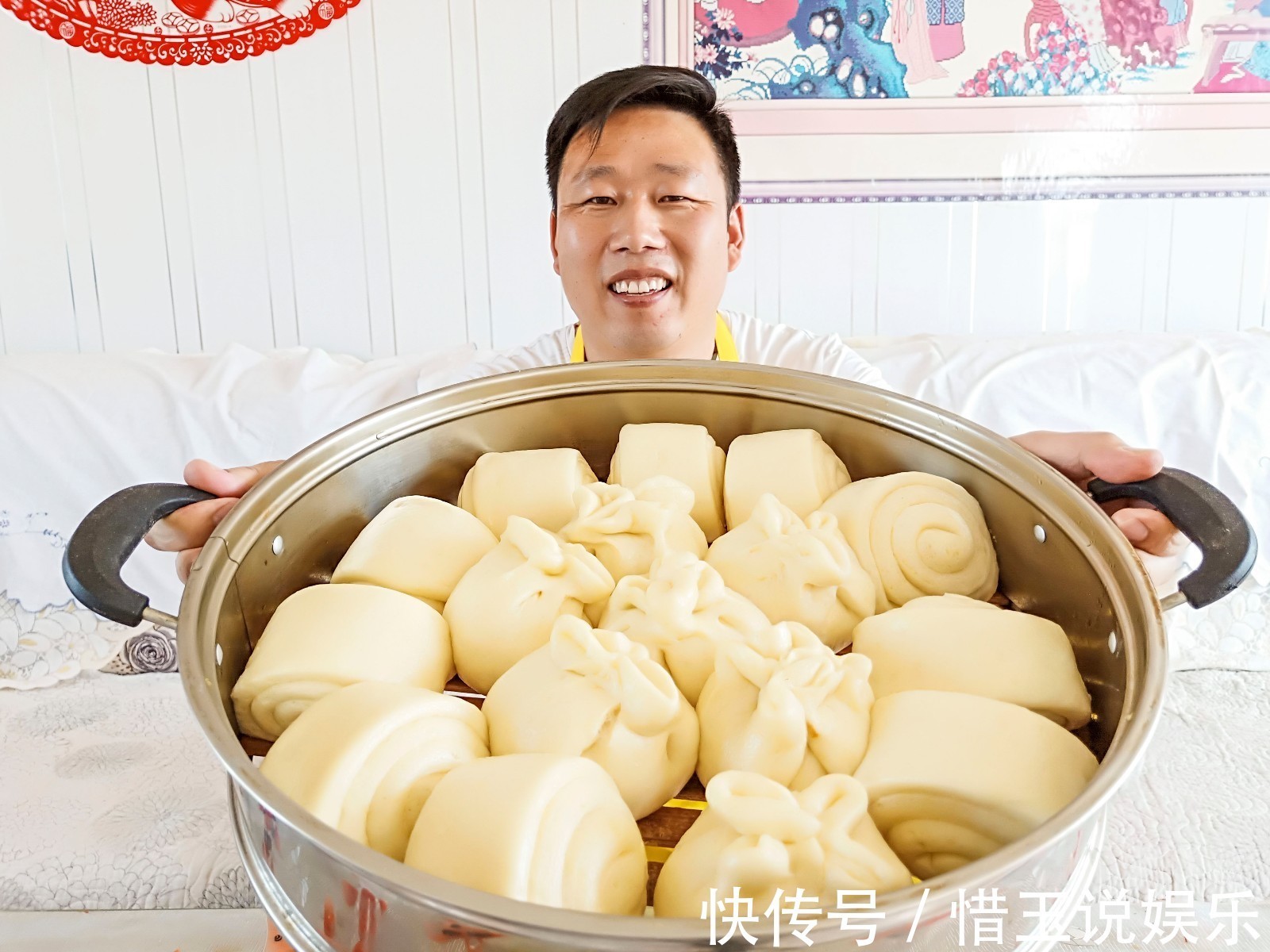 馒头不再出去买了,铁蛋儿教你简单做法,个个蓬松宣软又好吃