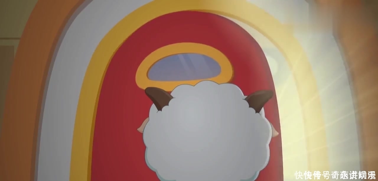 动漫壁纸懒羊羊激动地打开了门，没想到里面居然是灰太狼