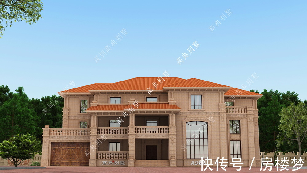 层次感|带车库的欧式三层别墅，坡屋顶错落有致，层次感很好。