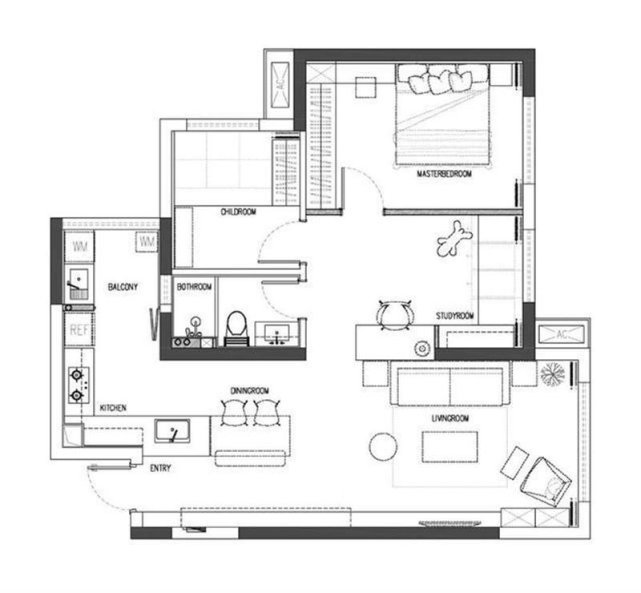 拆除|88平现代风三居室,全屋做成开放式有大平层豪宅的既视感