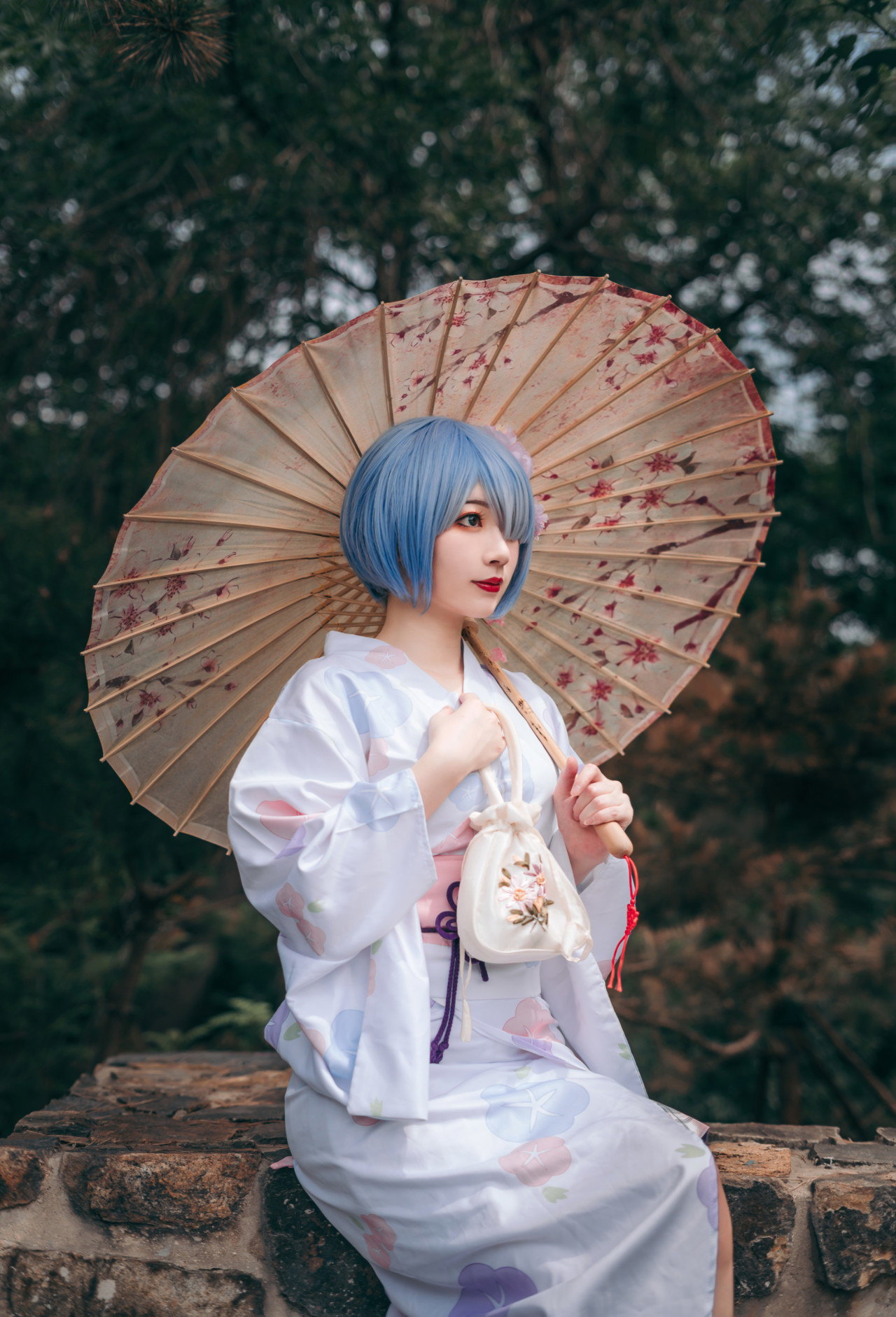 花伞|cos：浴衣蕾姆，花伞下的思念