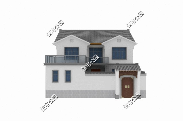 合院|农村盖房选中式准没错,11×12米中式大院户型,院子配露台太赞了