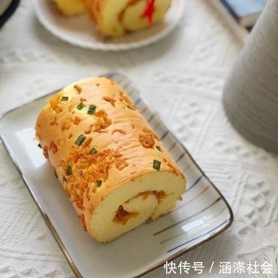 蛋糕卷|这样的卷不裂的香葱肉松蛋糕卷你吃过吗?