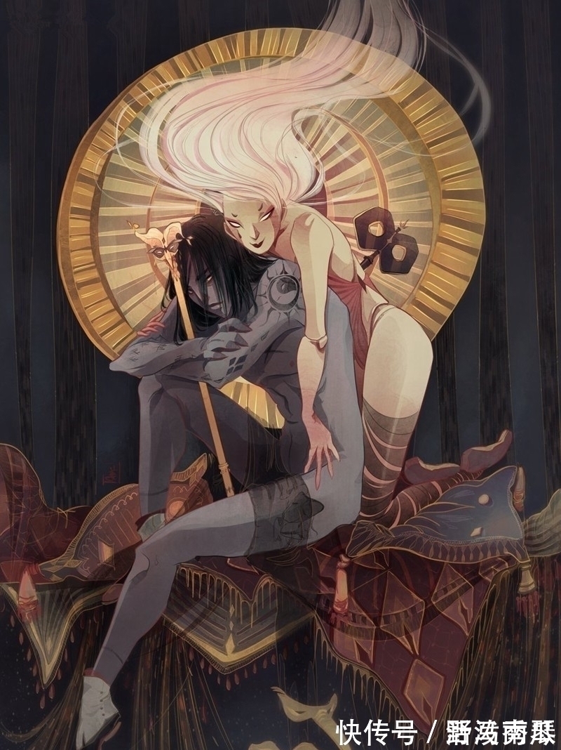 外国@外国画师的“国风画”,颠覆了传统的鬼魅,从恐怖变成了绝美