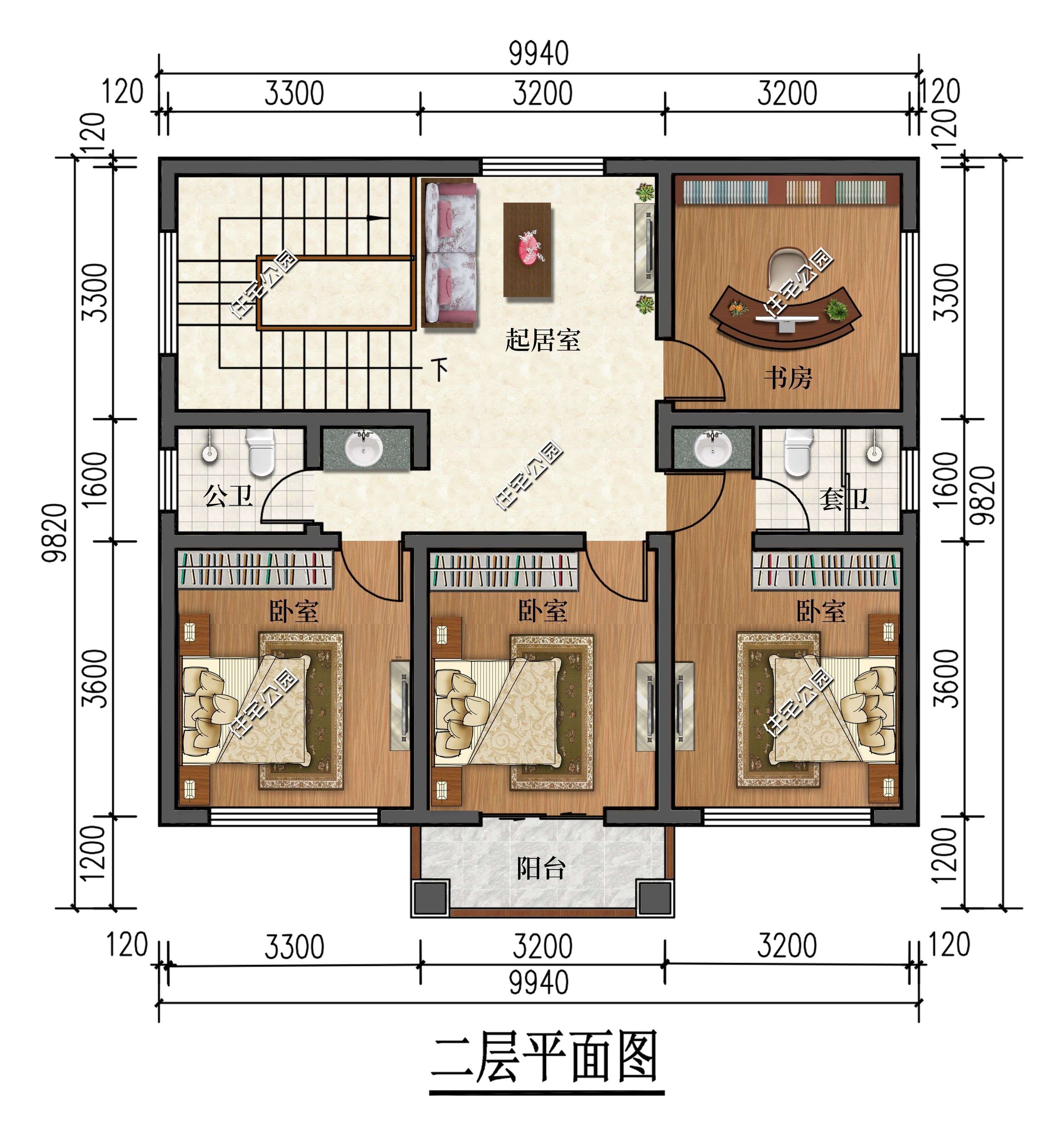 推拉门|6.5米客厅+卧室均朝南，10×10米占地89平的二层中式小宅，爆赞