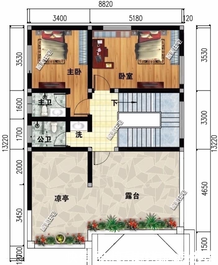 主卧室|小面宽设计的两栋农村别墅,第一栋仿古设计,第二栋带堂屋