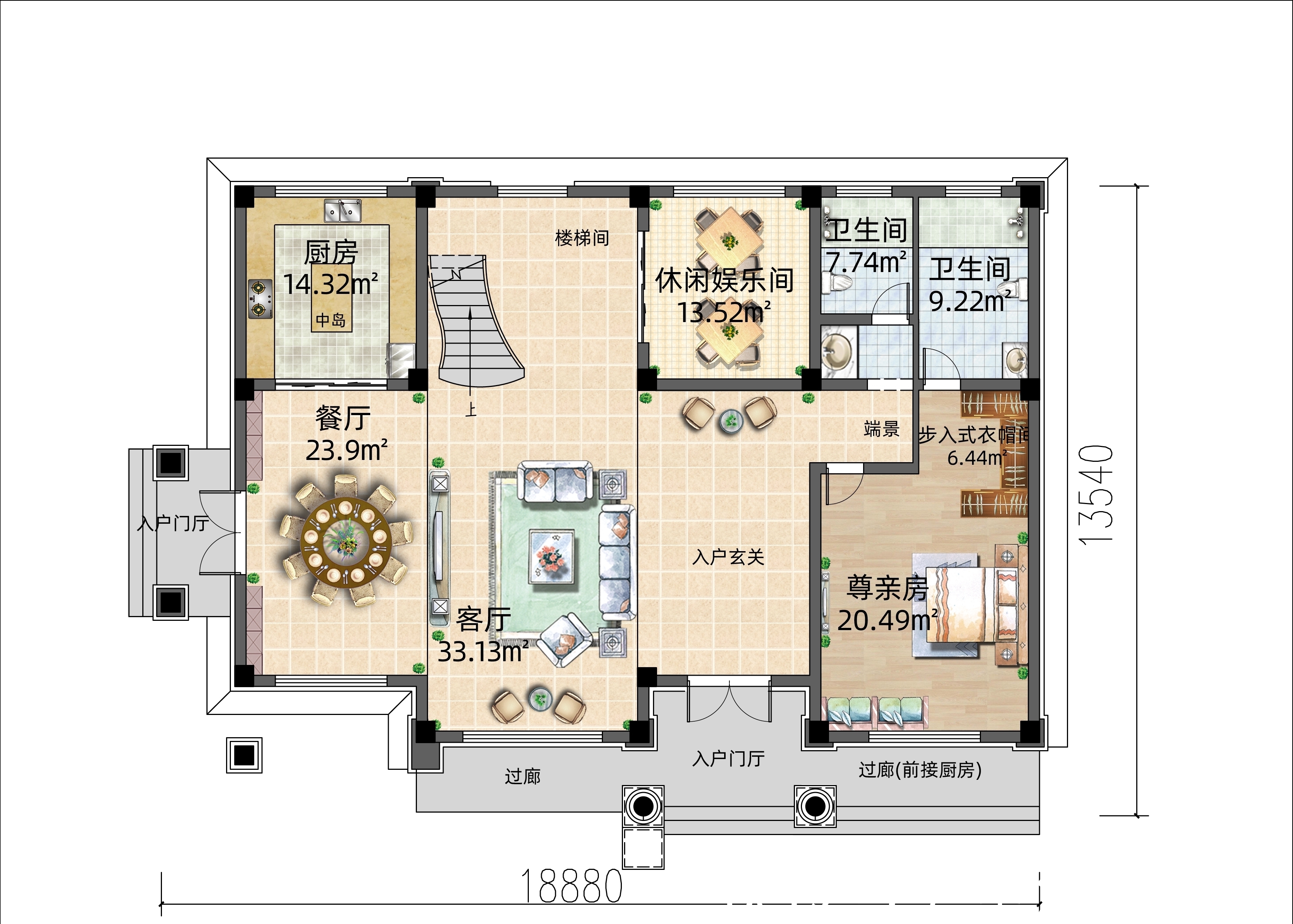 住宅|唯美简欧风住宅,占地220方带空中小花园