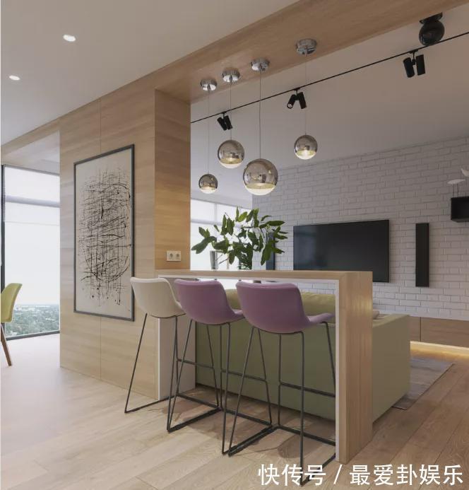 落地窗|126㎡简约新房，朋友说像设计图，开放式厨房还有超大落地窗