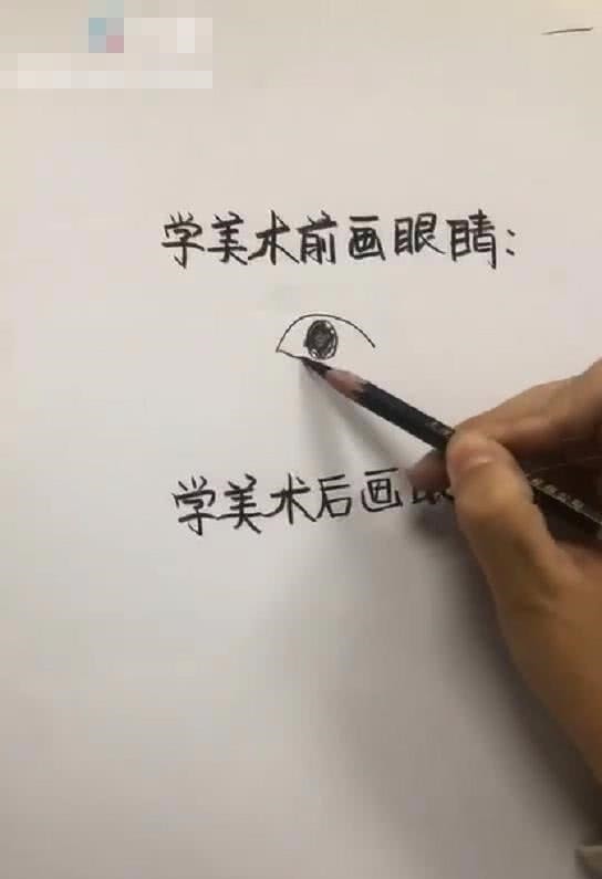 眼睛#普通人VS美术生画眼睛,画风相差太大,看到最后买家秀与卖家秀