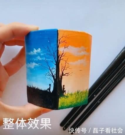 作画#美术生穷到连水杯也不放过,开头是青铜,看到成品:灵魂画师!