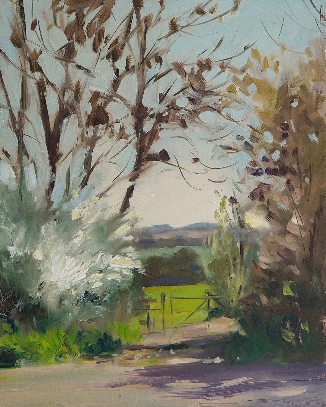 田园风光画@他用画笔,勾勒出一幅幅唯美动人的田园风光画