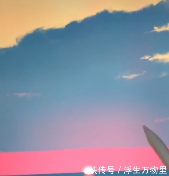 美术生板绘风景画,日落大海美呆了,网友:秀儿,是你吗?