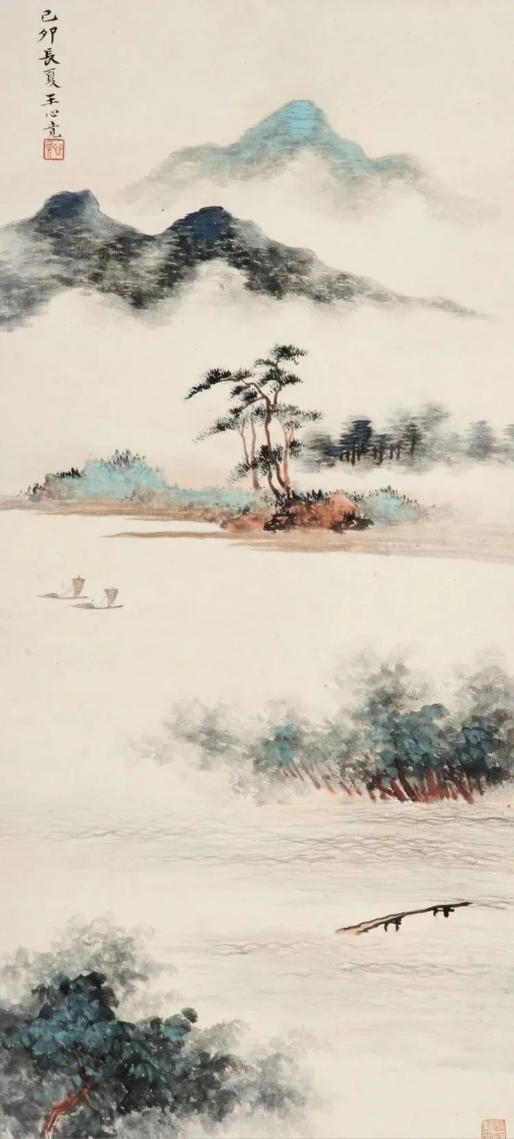 湖社画会&这山水画风清秀劲峭,气势开张,细腻典雅,笔法精致!