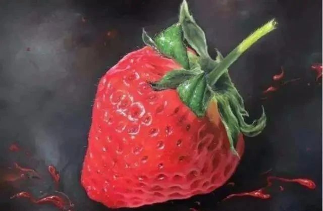 冲击力|画一颗烂草莓而走红的周松,运用超写实创作手法,极具视觉冲击力